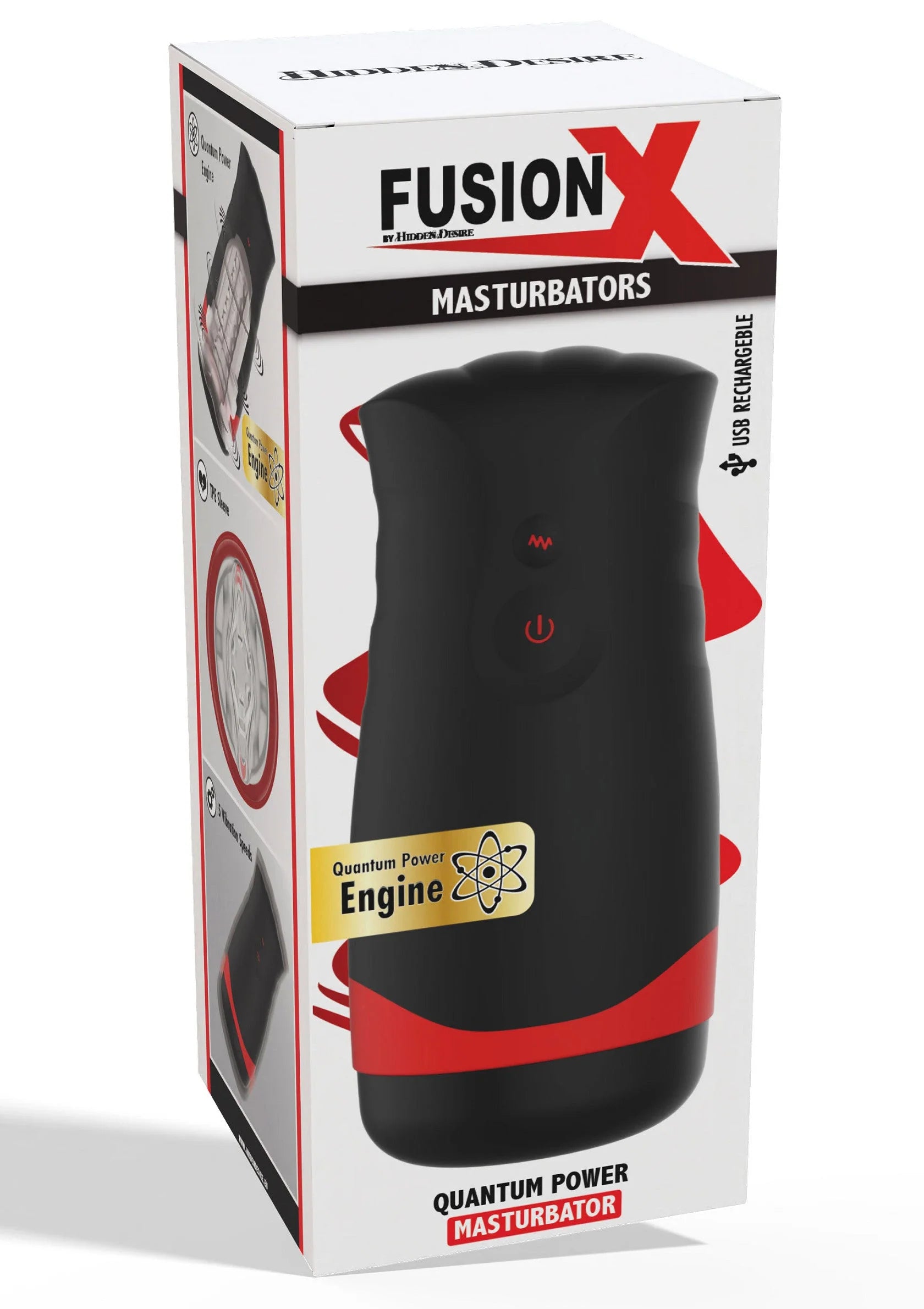 Fusion X Quantum Power-masturbator, zwarte behuizing met rode band