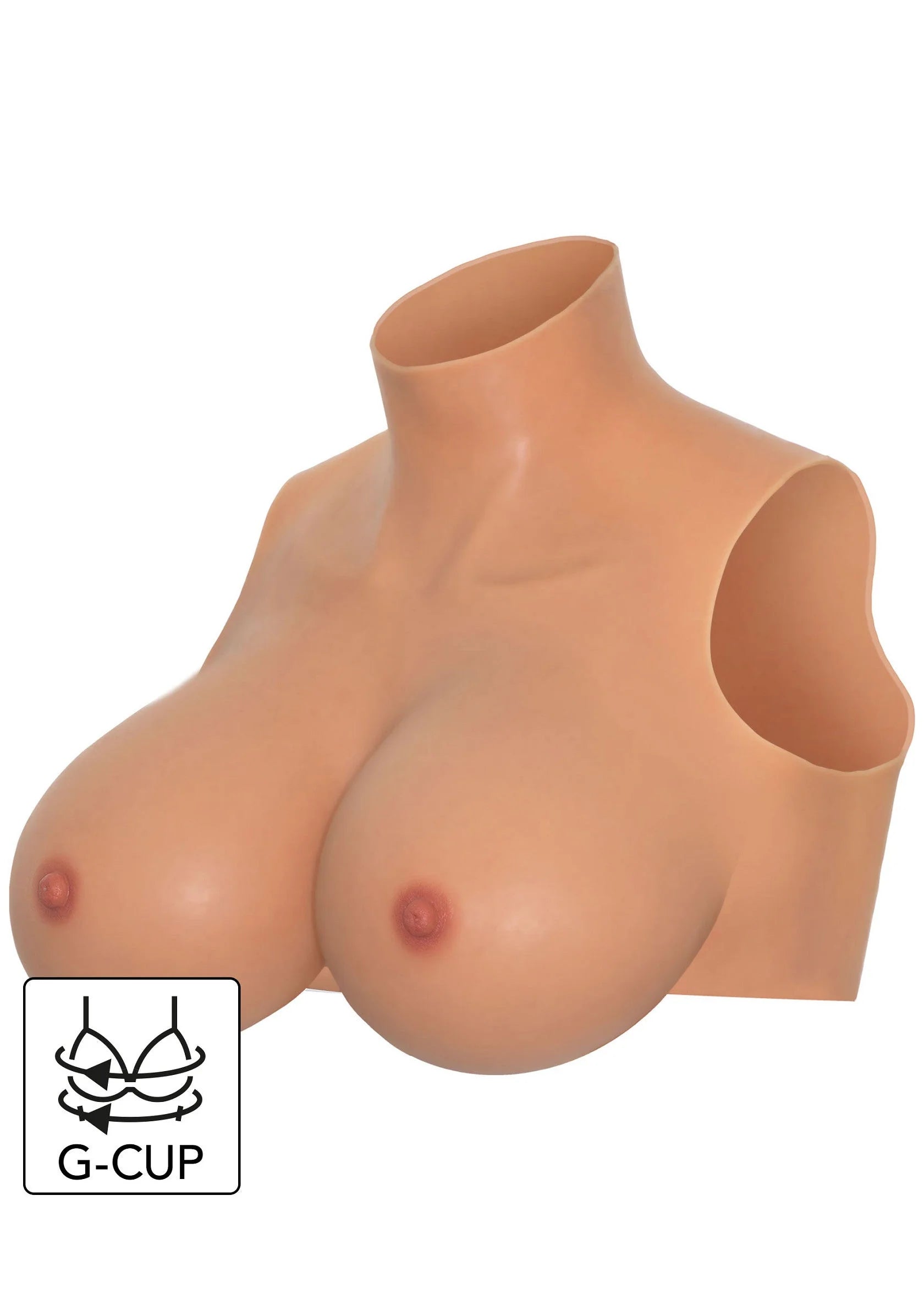 Borstprothese crop top met hoge hals en mouwopening, G-cup, beige