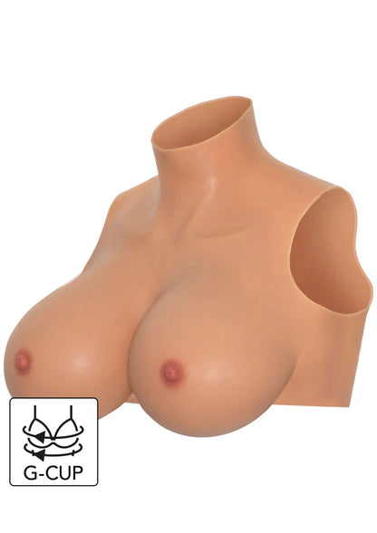 Borstprothese crop top met hoge hals en mouwopening, G-cup, beige