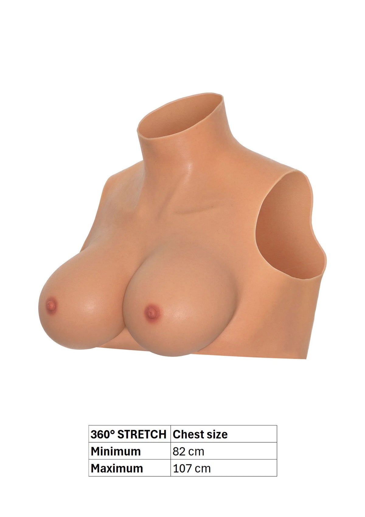 Borstprothese crop top met borstomvangtabel en 360° stretch, beige