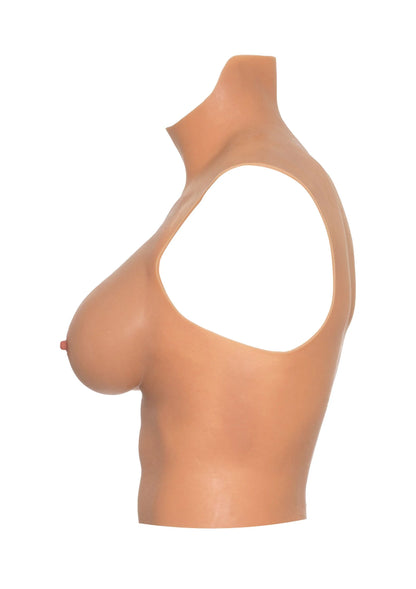 Huidkleurig borstshirt met hoge hals en ronde armsgaten, zijaanzicht
