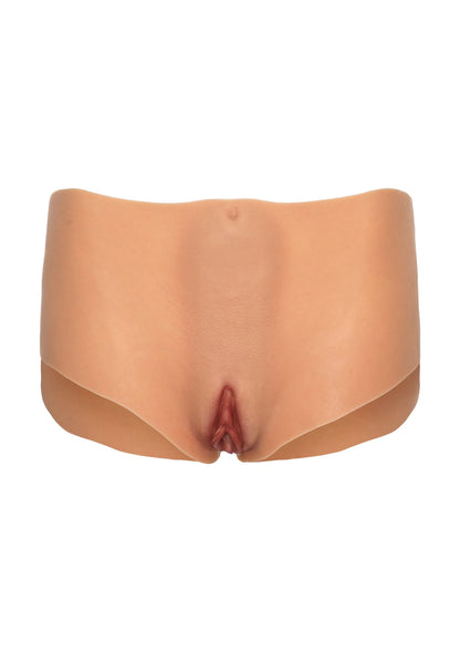 Beige slips met open inzet bij het kruis en brede achterzijde