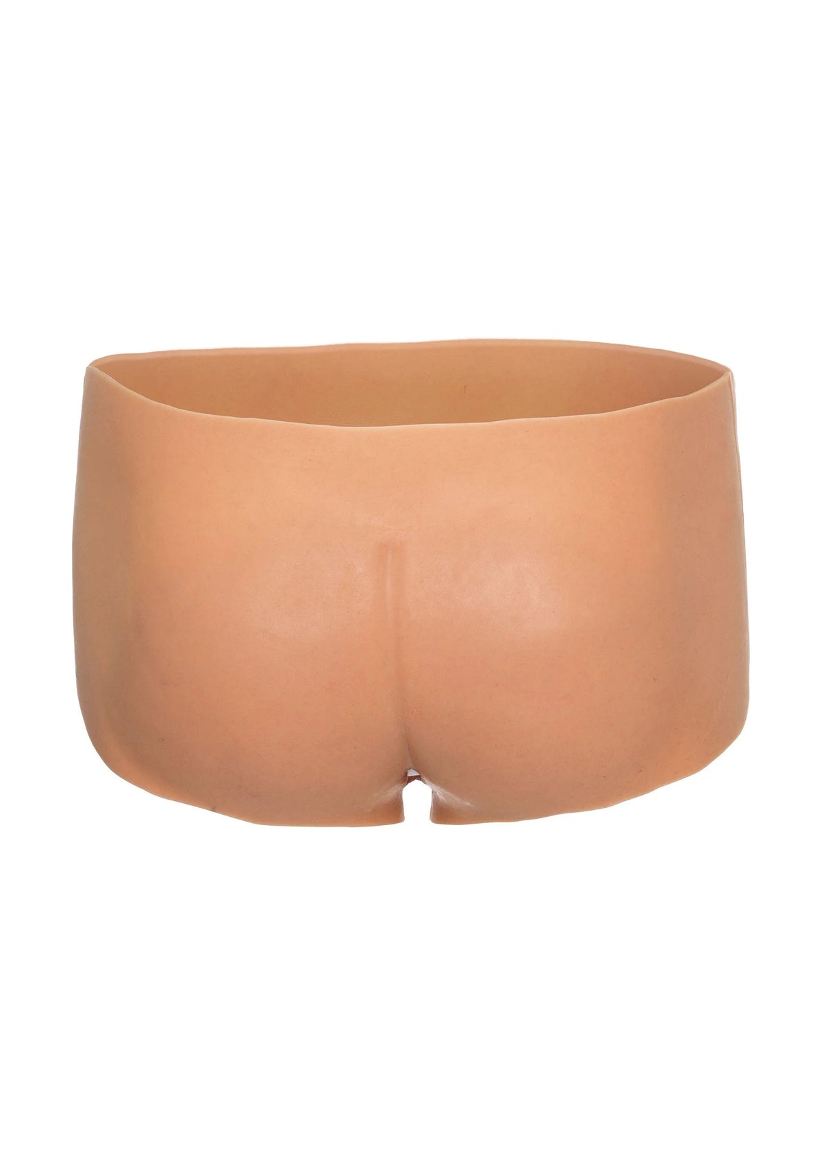 Beige open-kruis slips, close-up van tailleband en bovenrand