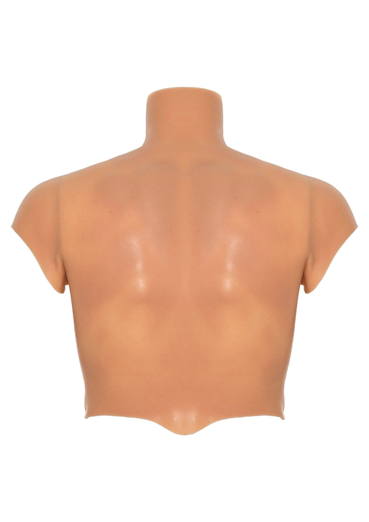 Siliconen torso-inzet met hals- en armsgaten, huidkleurig, met middennaad aan de rug