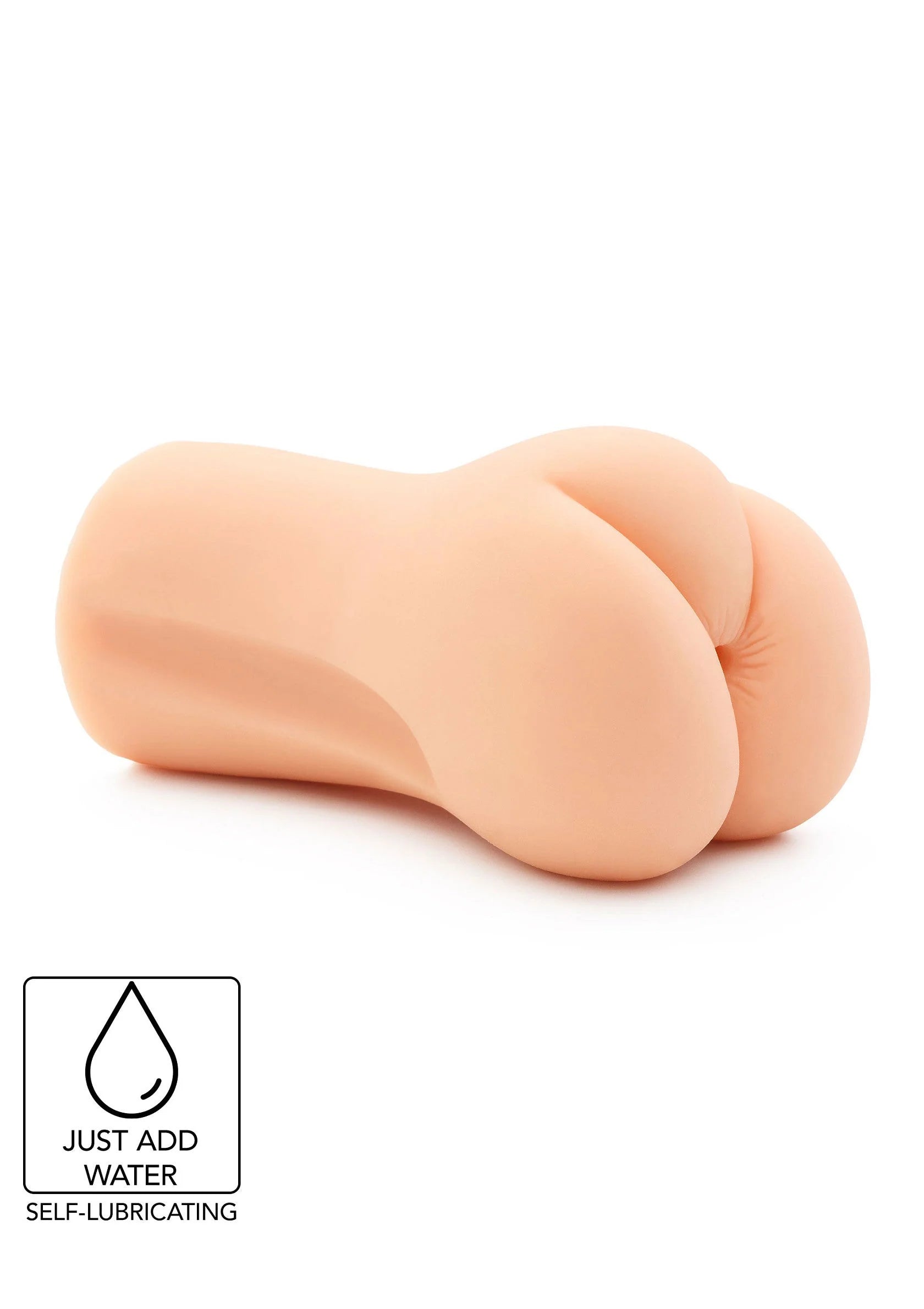 Vlees-kleurig zakpussy-masturbatiespeeltje met gebogen kanaal en zijdelingse contour