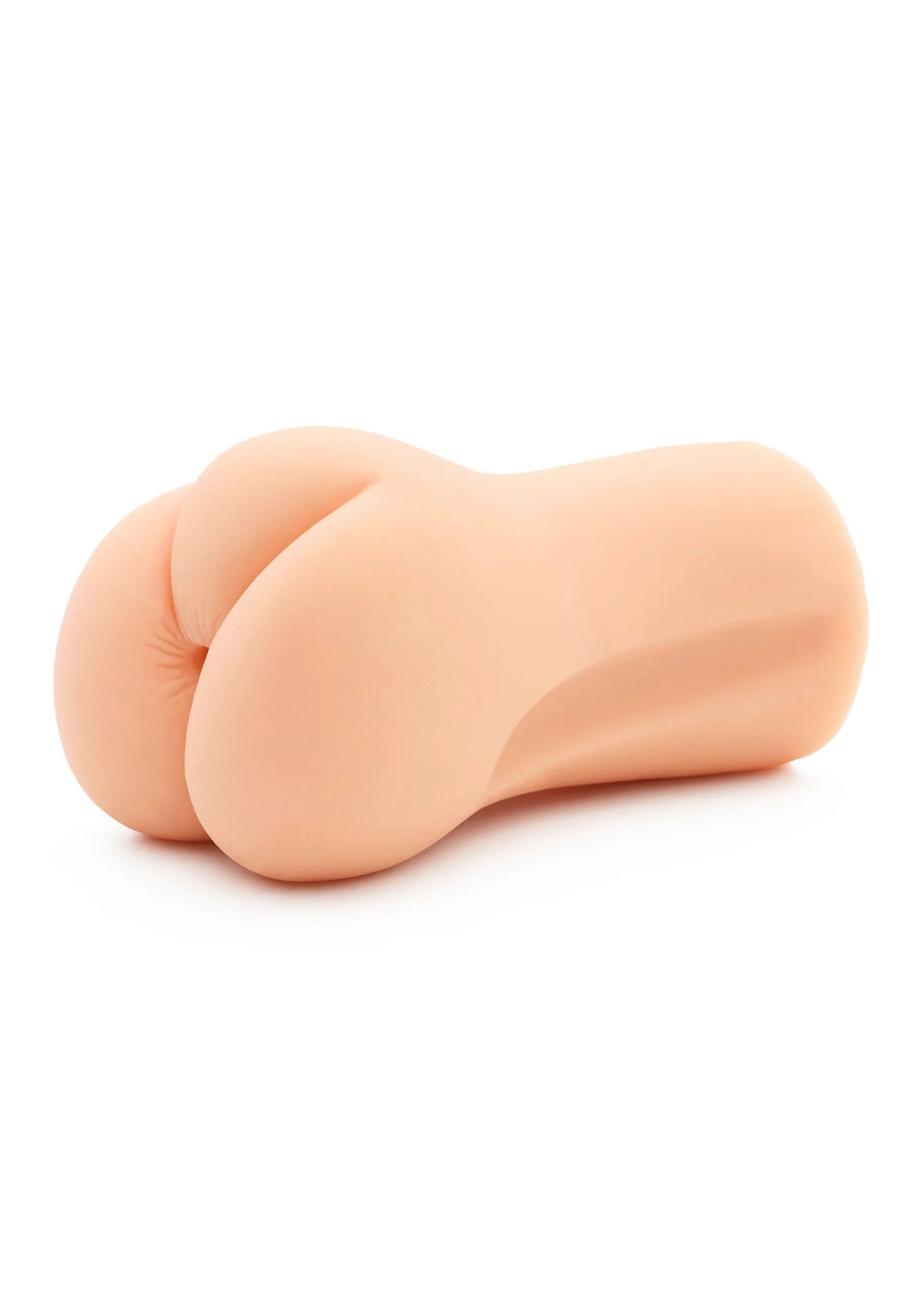 Vlees-kleurig zakpussy-masturbatiespeeltje, langwerpige vorm met gebogen opening