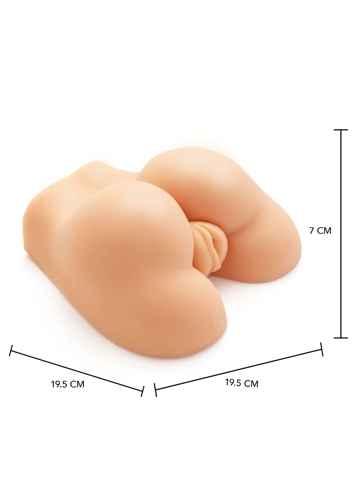 Vibrerend intiem speelgoed, vlees-kleurige dubbelkolfvorm met maatmarkering (7 cm)
