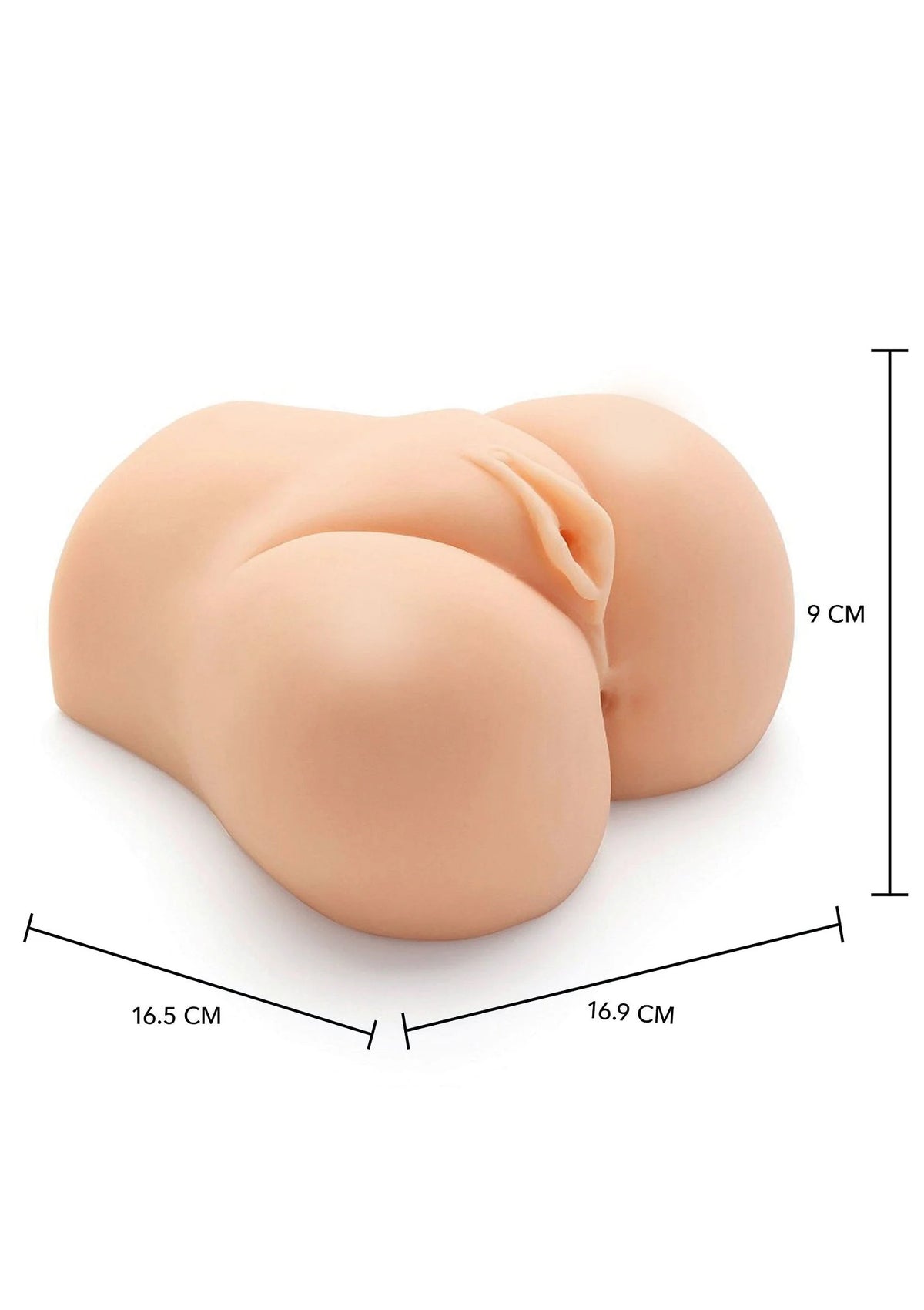 Realistische masturbator, afmetingen 9 cm hoog en 16,5 cm breed