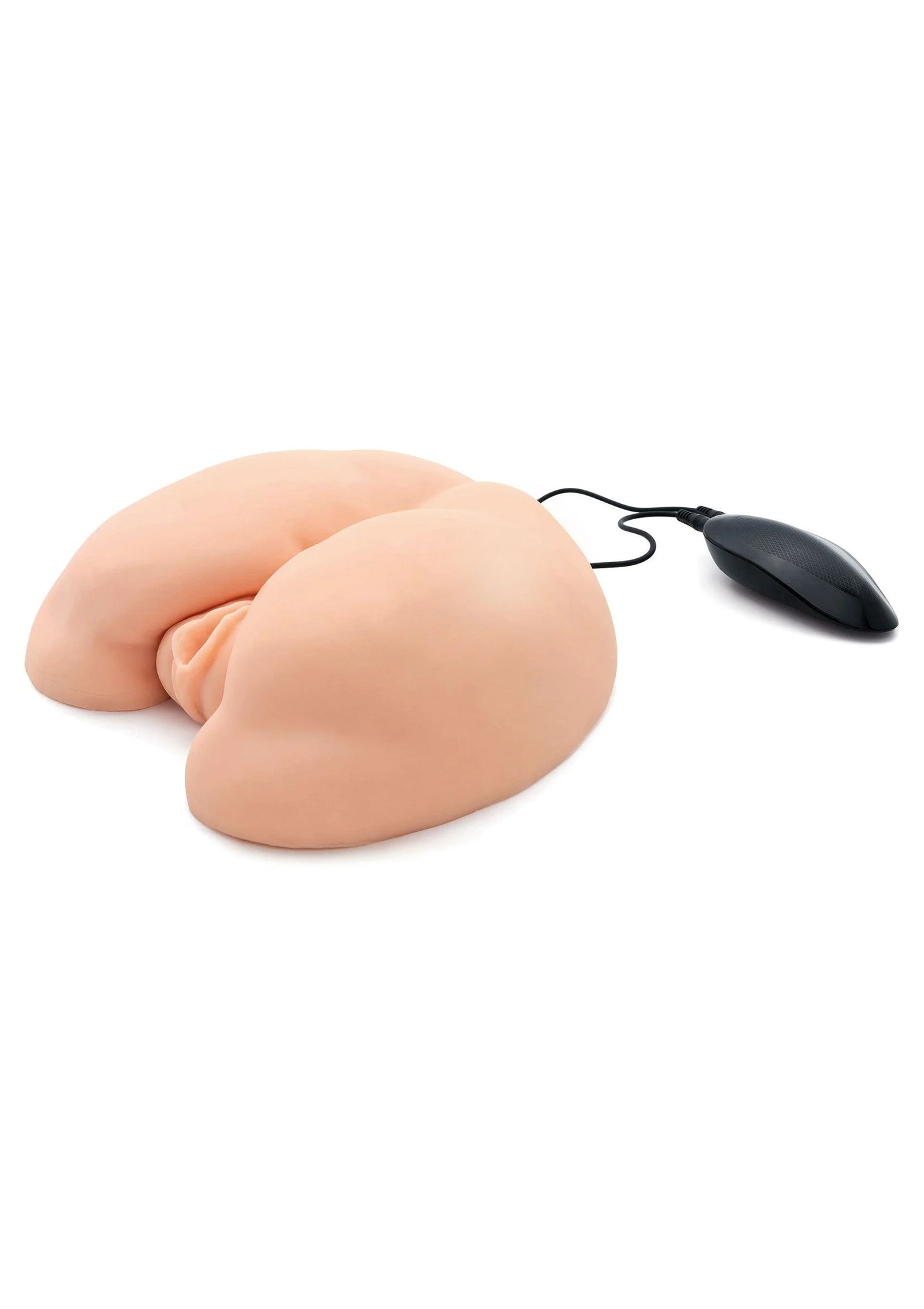 Huidkleurig vibrerend seksspeeltje met zwarte controller en aansluitkabel