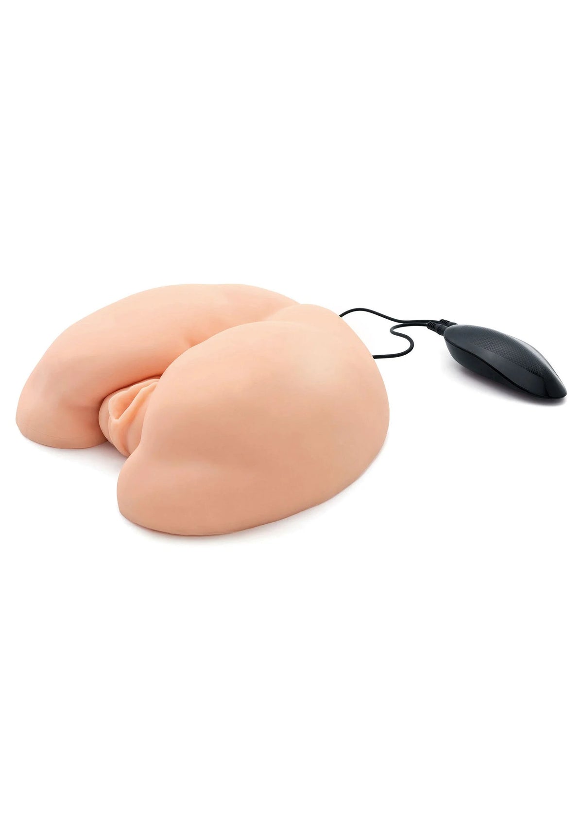 Huidkleurig vibrerend seksspeeltje met zwarte controller en aansluitkabel
