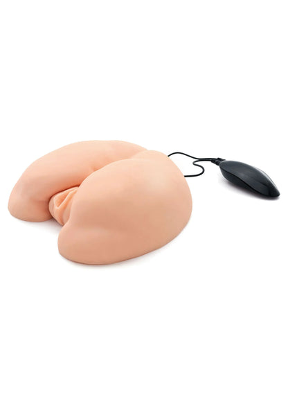 Huidkleurig vibrerend seksspeeltje met zwarte controller en aansluitkabel