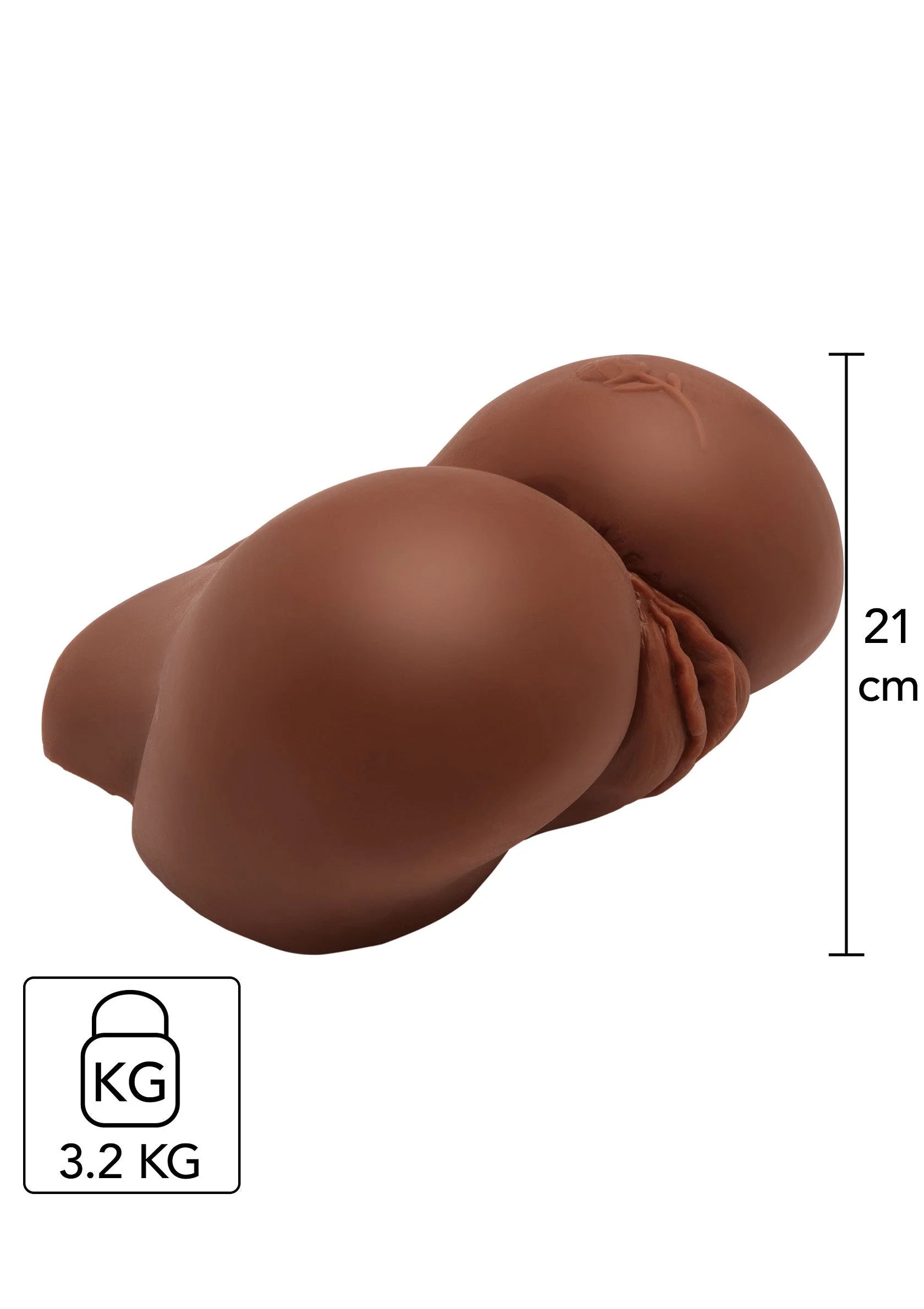 Bruine masturbeerhulp met afmetingen 21 cm en 3,2 kg-gewichtsaanduiding