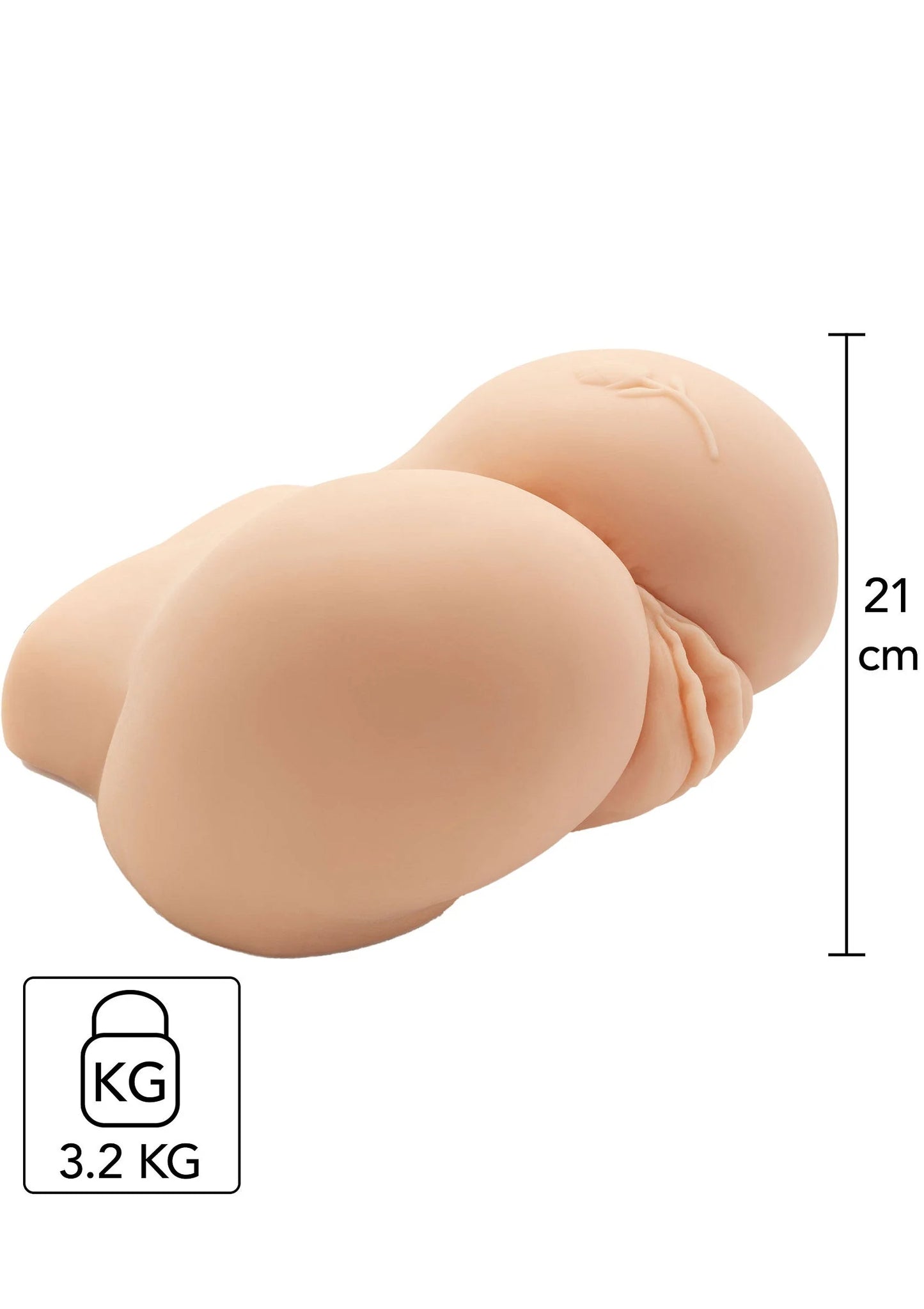 Lichtbeige masturbeerhulp met afmetingen 21 cm en 3,2 kg-gewichtsaanduiding