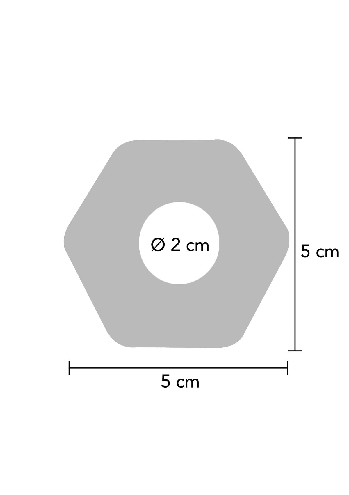 Zeshoekige zwarte siliconen C-ring met Ø2 cm opening, maat 5 cm