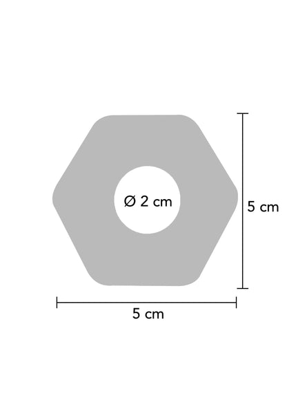 Zeshoekige zwarte siliconen C-ring met Ø2 cm opening, maat 5 cm