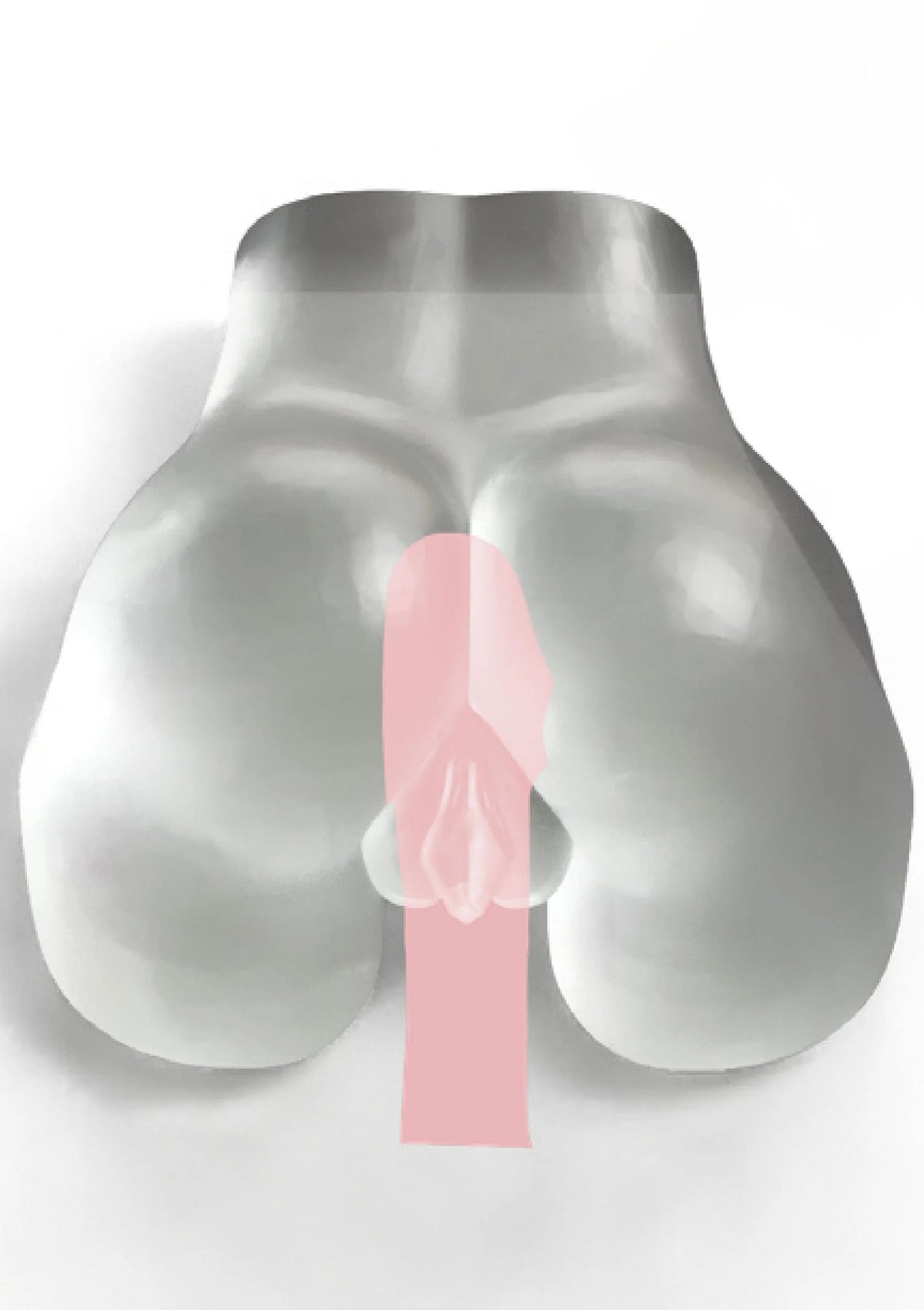 Glanzende grijze see-through masturbator met roze binneninzet en opening