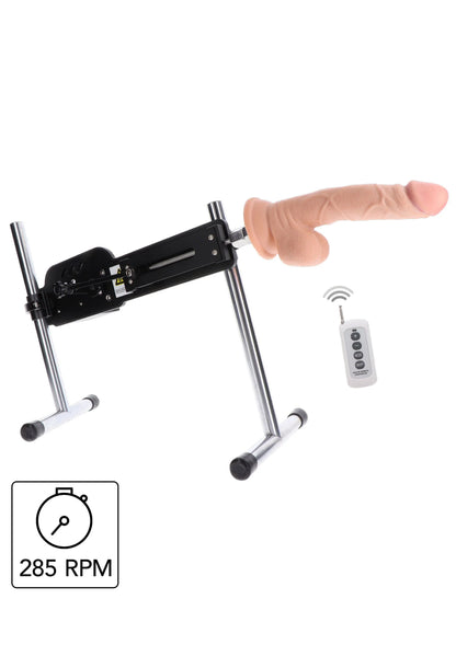Seksmachine met handgreep, afstandsbediening met knoppen en metalen frame