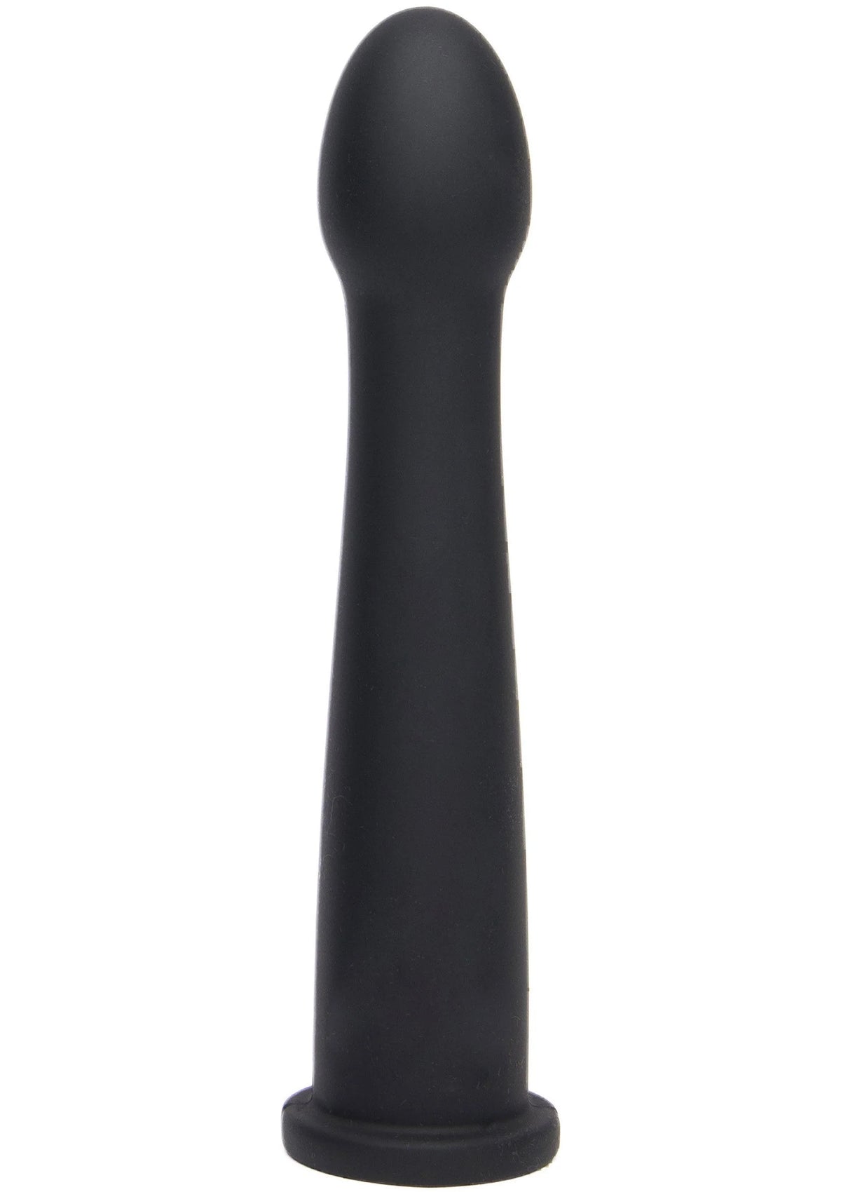 Gladde zwarte dildo met afgeronde top en brede voet
