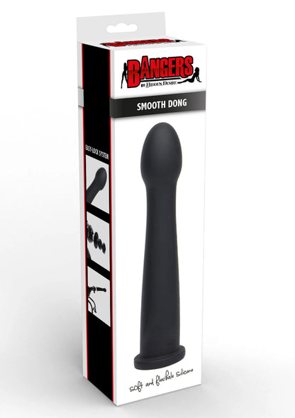 Verpakking van gladde zwarte dildo met afgeronde top, 19 cm