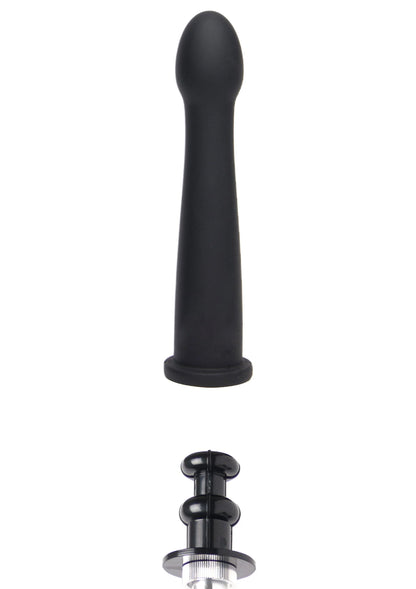 Zwarte dildo met afgeronde top en Easy-Lock mechanisme aan de onderkant