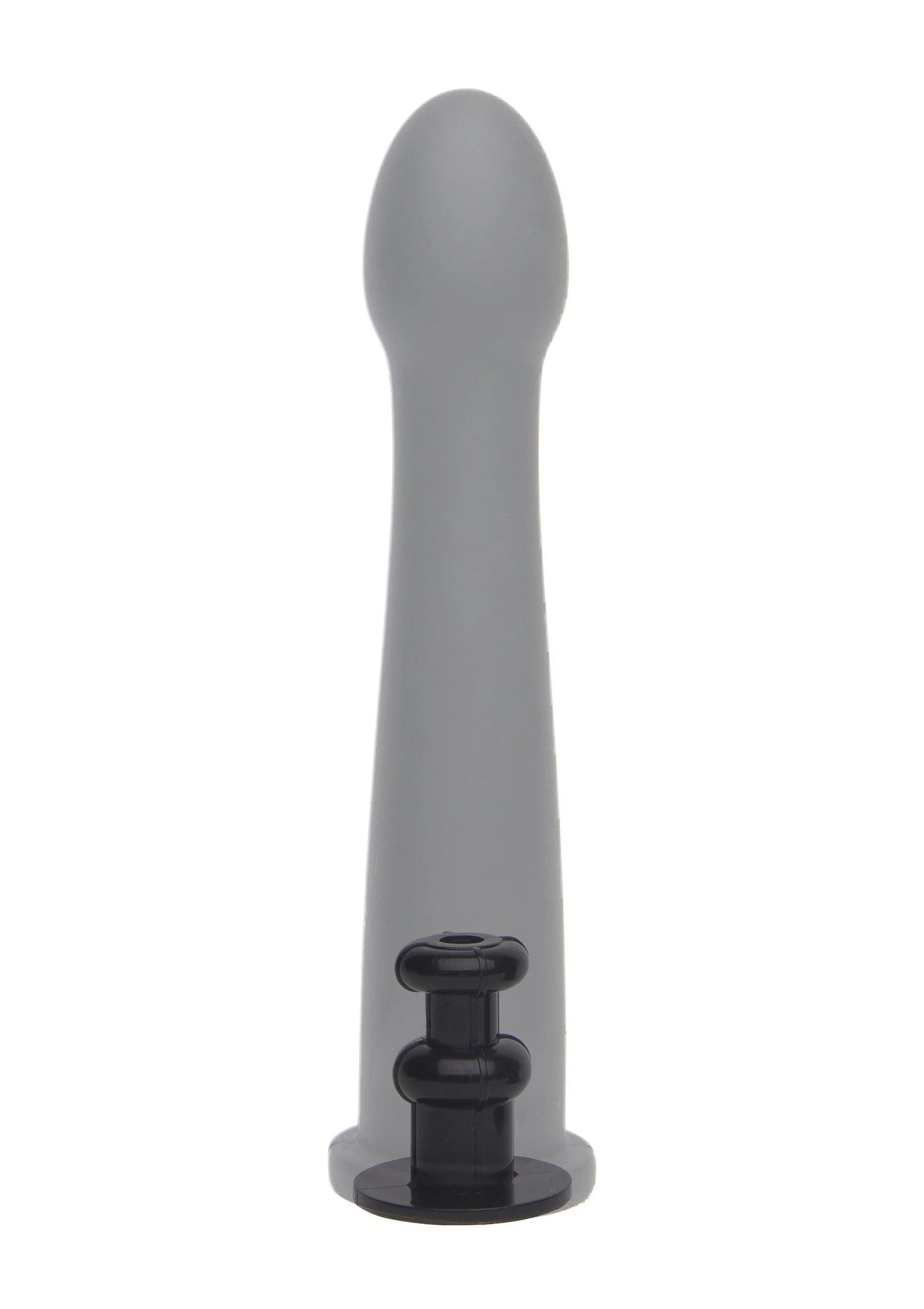 Gladde, donkergrijze siliconen dildo met Easy-Lock vergrendeling onderaan