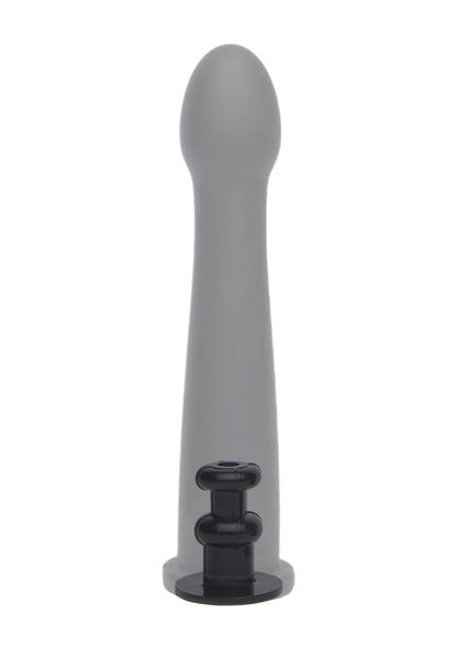 Gladde, donkergrijze siliconen dildo met Easy-Lock vergrendeling onderaan