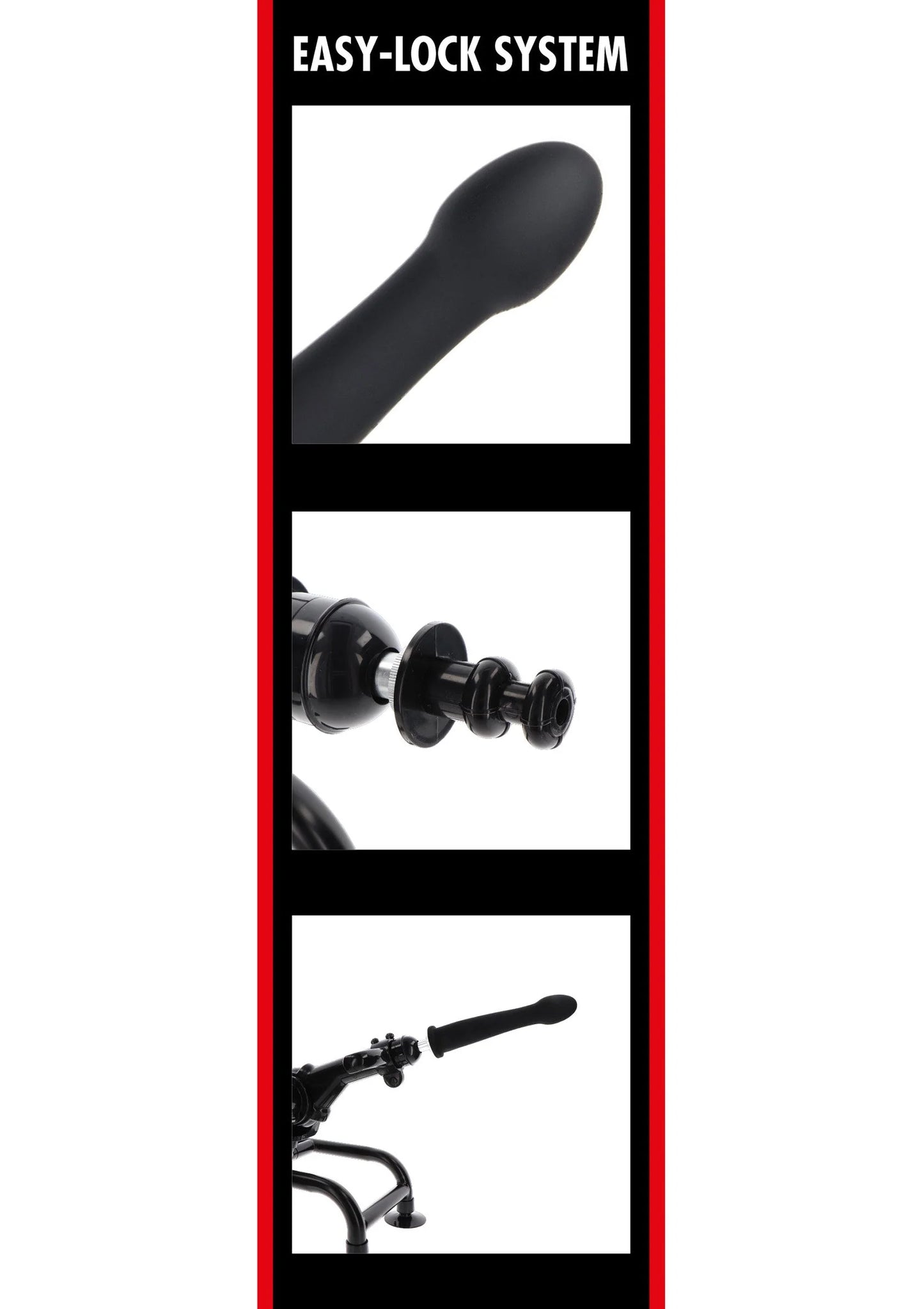 Verpakking met Easy-Lock systeem voor zwarte dildo en vergrendelonderdelen