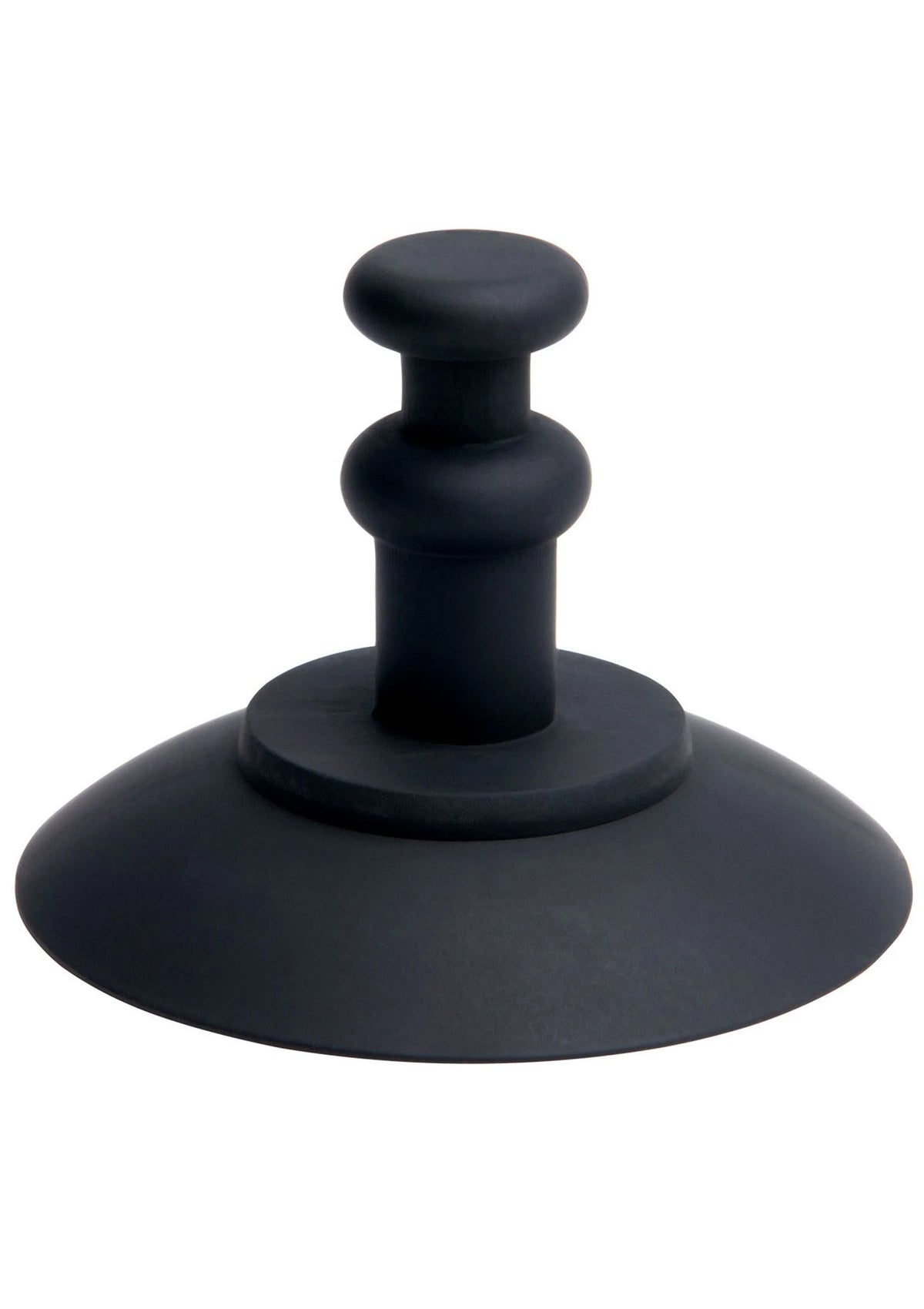 Zwarte zuignap plug met ronde voet en ergonomische knopvormige handgreep
