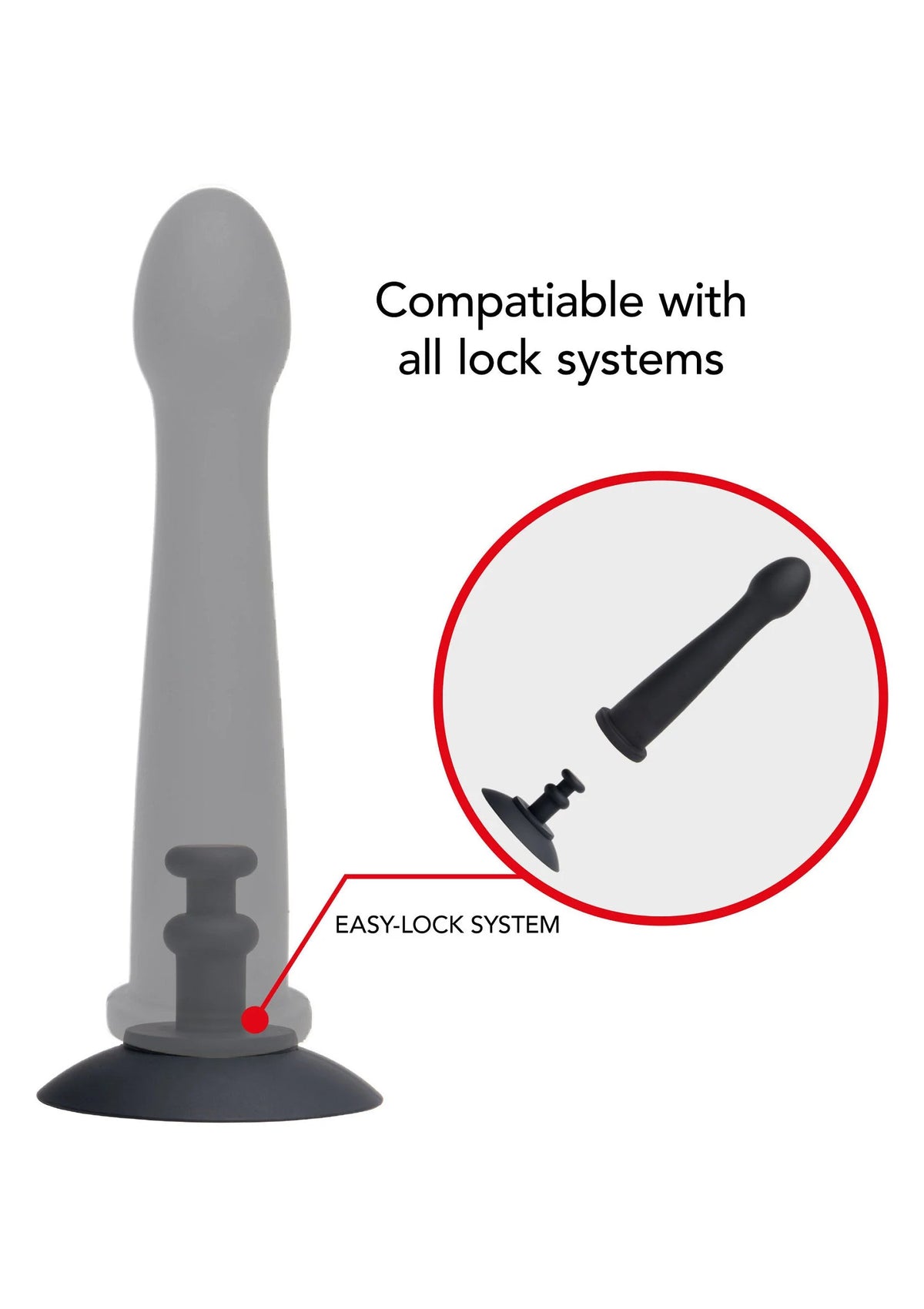 Grijze zuignap plug met Easy-Lock-systeem in rood omcirkelde inzet