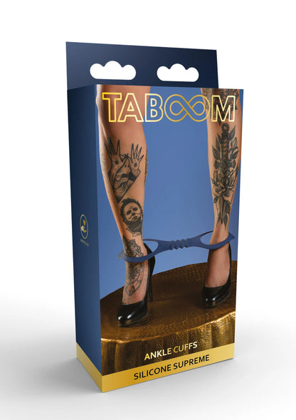 Taboom doos met silicone enkelboeien en tekst 'SILICONE SUPREME'
