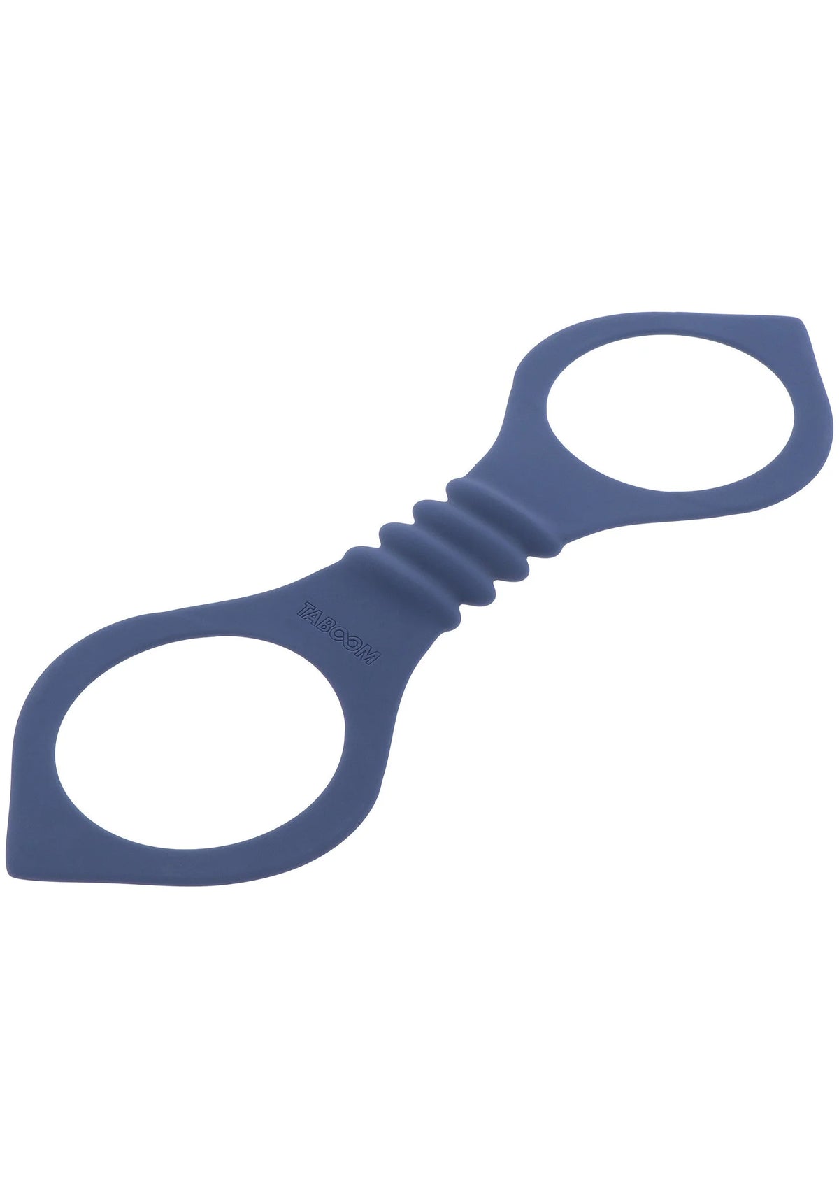 Blauwe silicone enkelboeien op witte achtergrond, twee open ringen