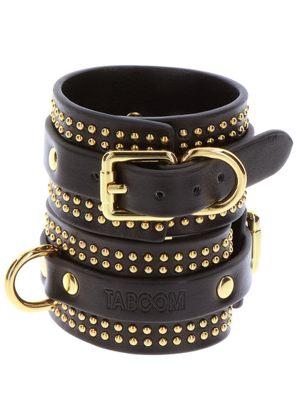 Zwarte enkelsboei met gouden studs en gesp, Taboom-merk