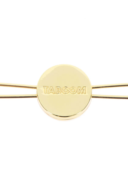 Nipple-spokes met ronde centrale schijf met TABOOM-logo, goudkleurige staaf