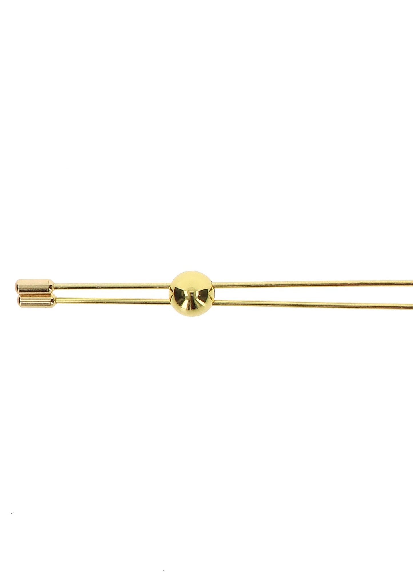 Gouden ketting met twee klemmetjes en ronde ring in het midden