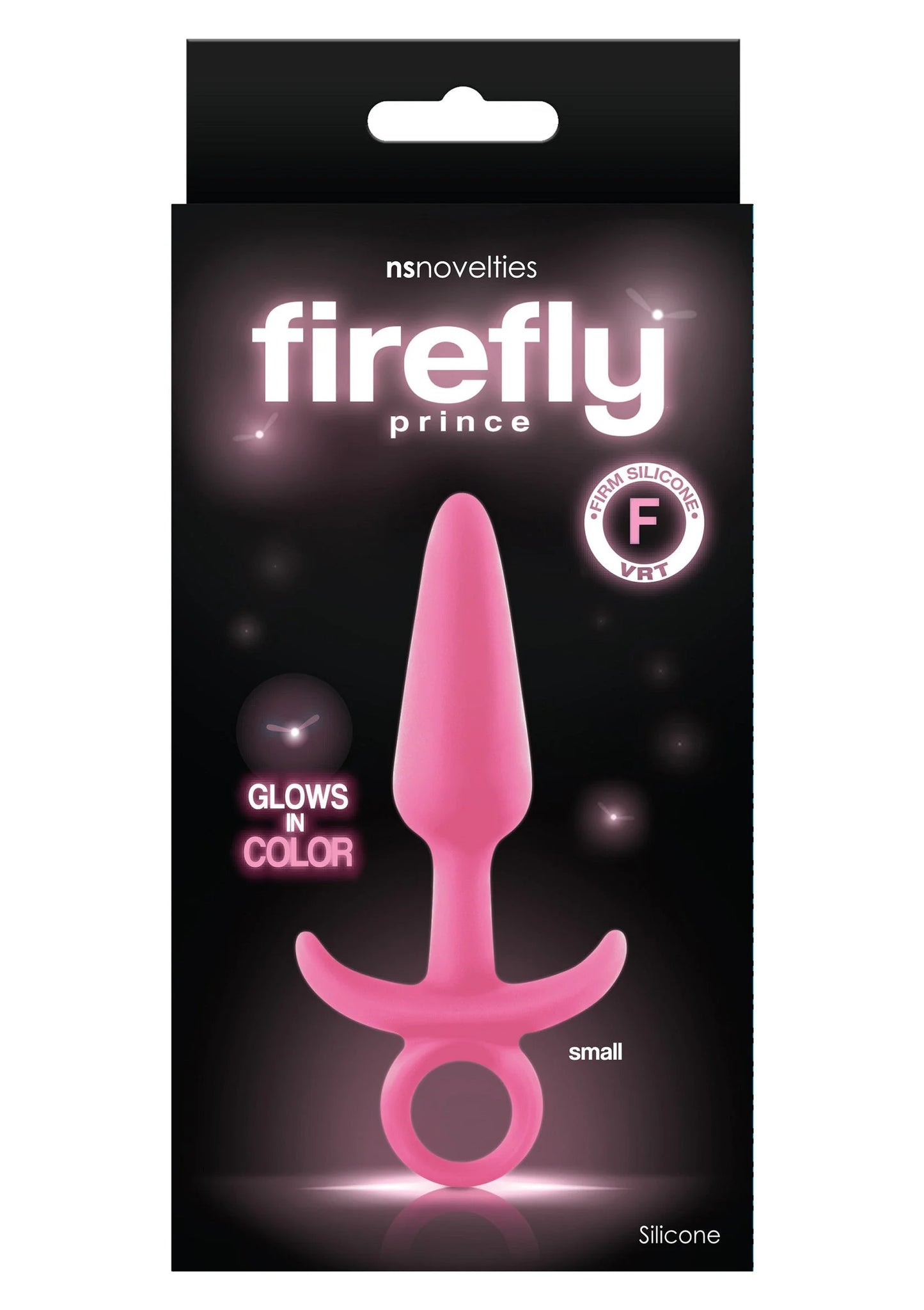 Roze siliconen anale plug in verpakking van nsnovelties firefly prince, small