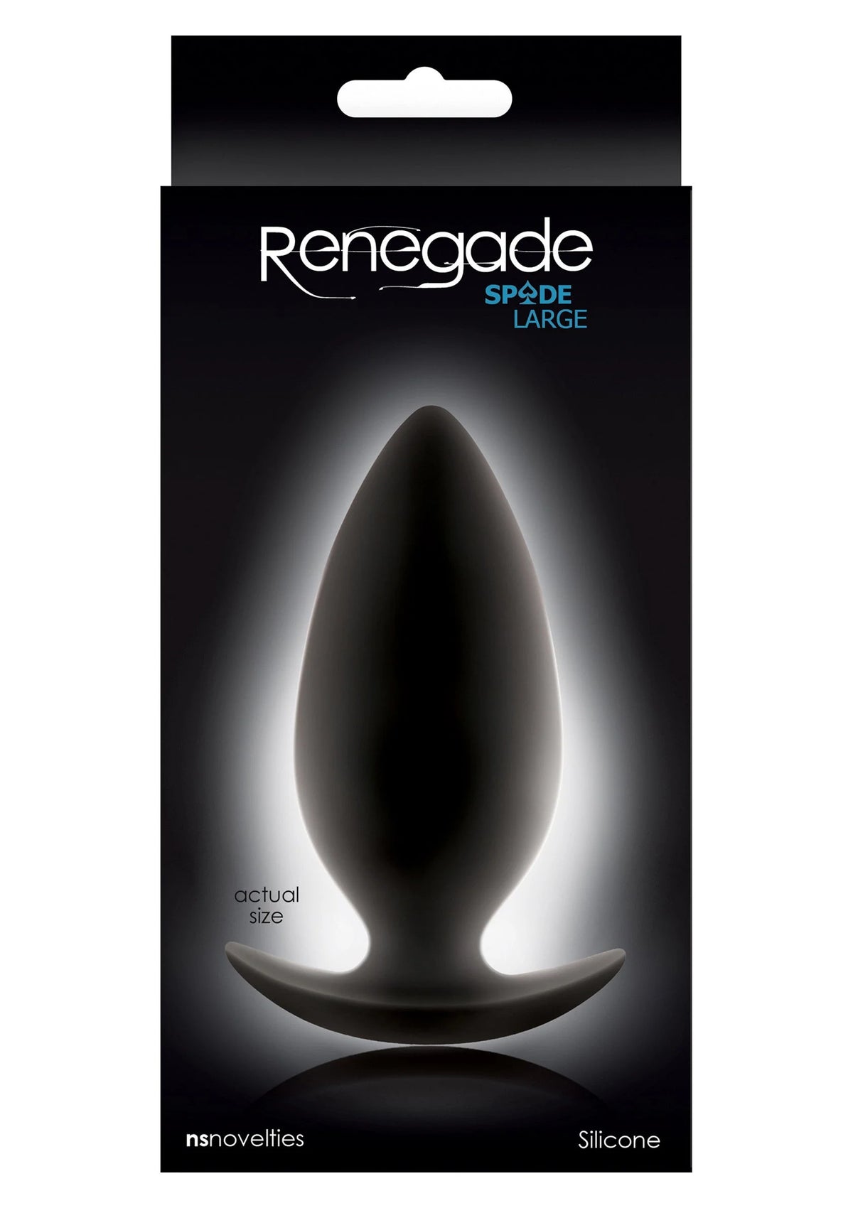 Renegade Spade Large verpakking, NS Novelties; silicone anale plug, zwart
