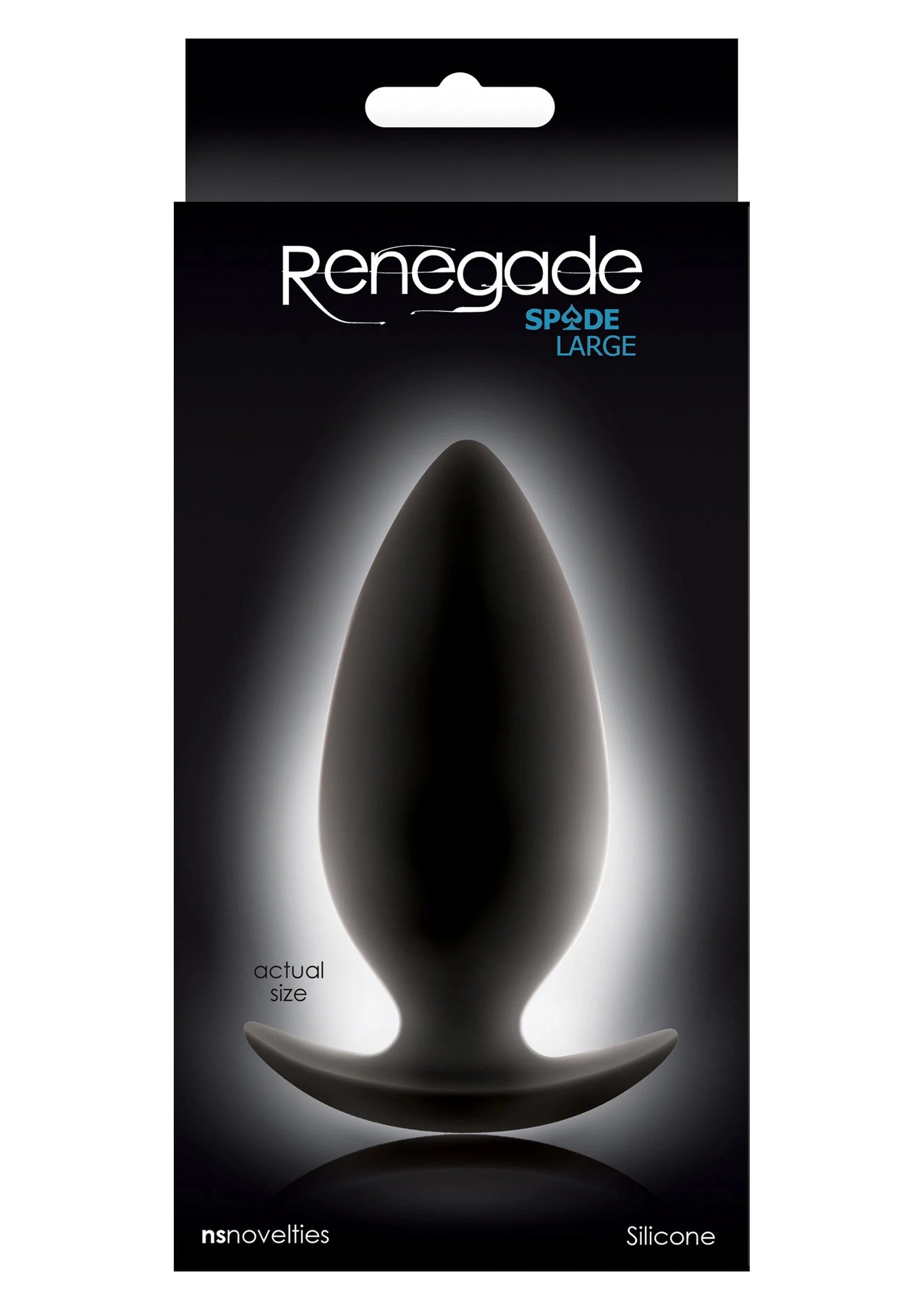 Renegade Spade Large verpakking, NS Novelties; silicone anale plug, zwart