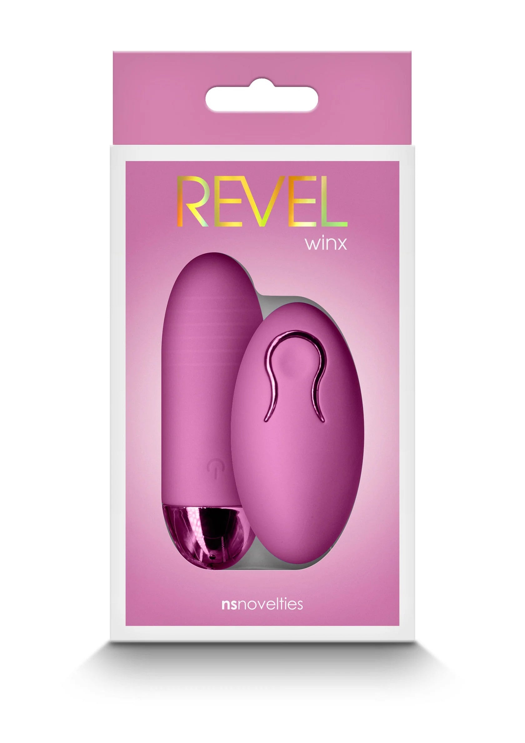 Revel Winx vibrator in paarse verpakking van NS Novelties, met afgeronde vorm en donkere punt