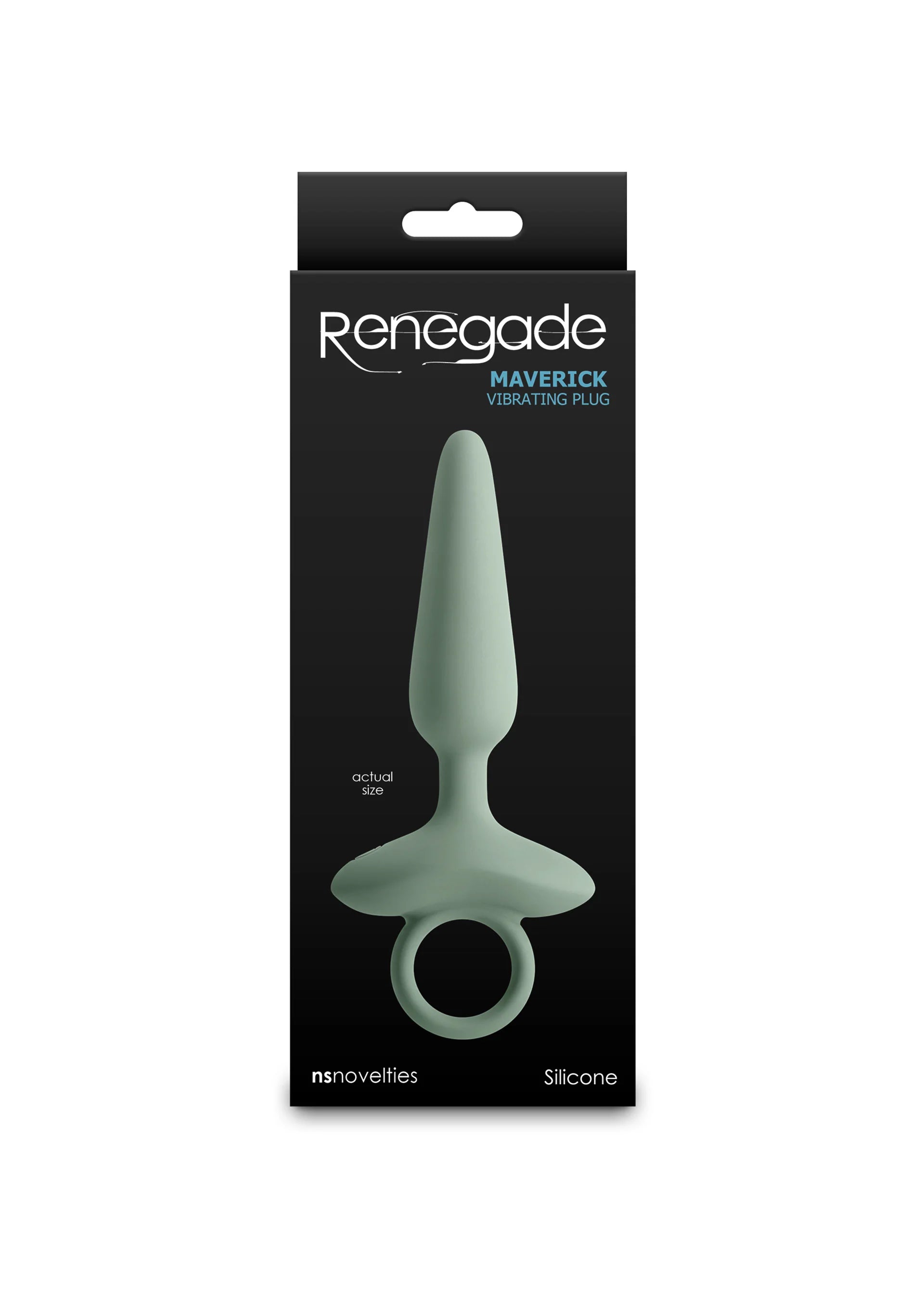 Verpakking van Renegade Maverick Green siliconen anale plug, ring zichtbaar
