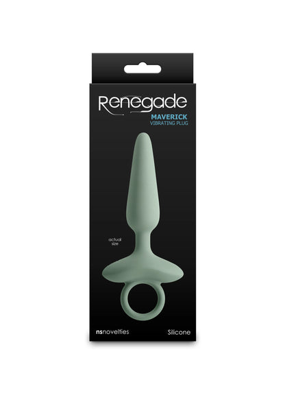 Verpakking van Renegade Maverick Green siliconen anale plug, ring zichtbaar