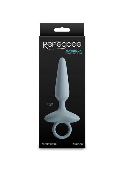 Verpakking van Renegade Maverick Green siliconen anale plug in grijsblauw