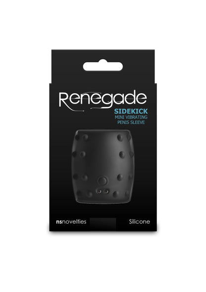 Renegade Sidekick siliconen penishoes verpakking met hoesdetail, zwart
