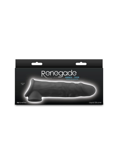 Verpakking met donkergrijze dunne siliconen sekssleeve, vloeibare silicone