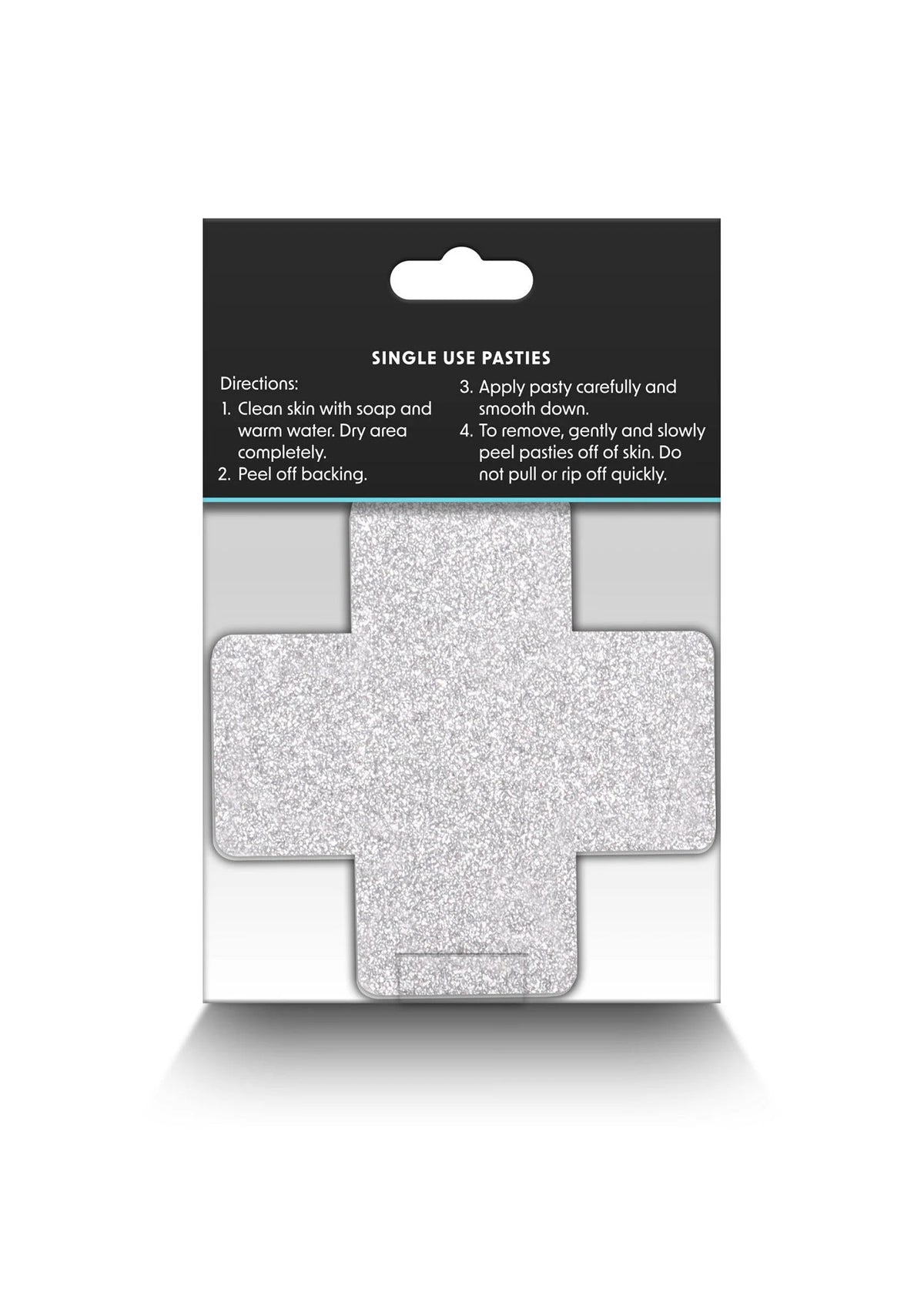 Glitterkruispasties in doos: zilverkleurig glitterkruis