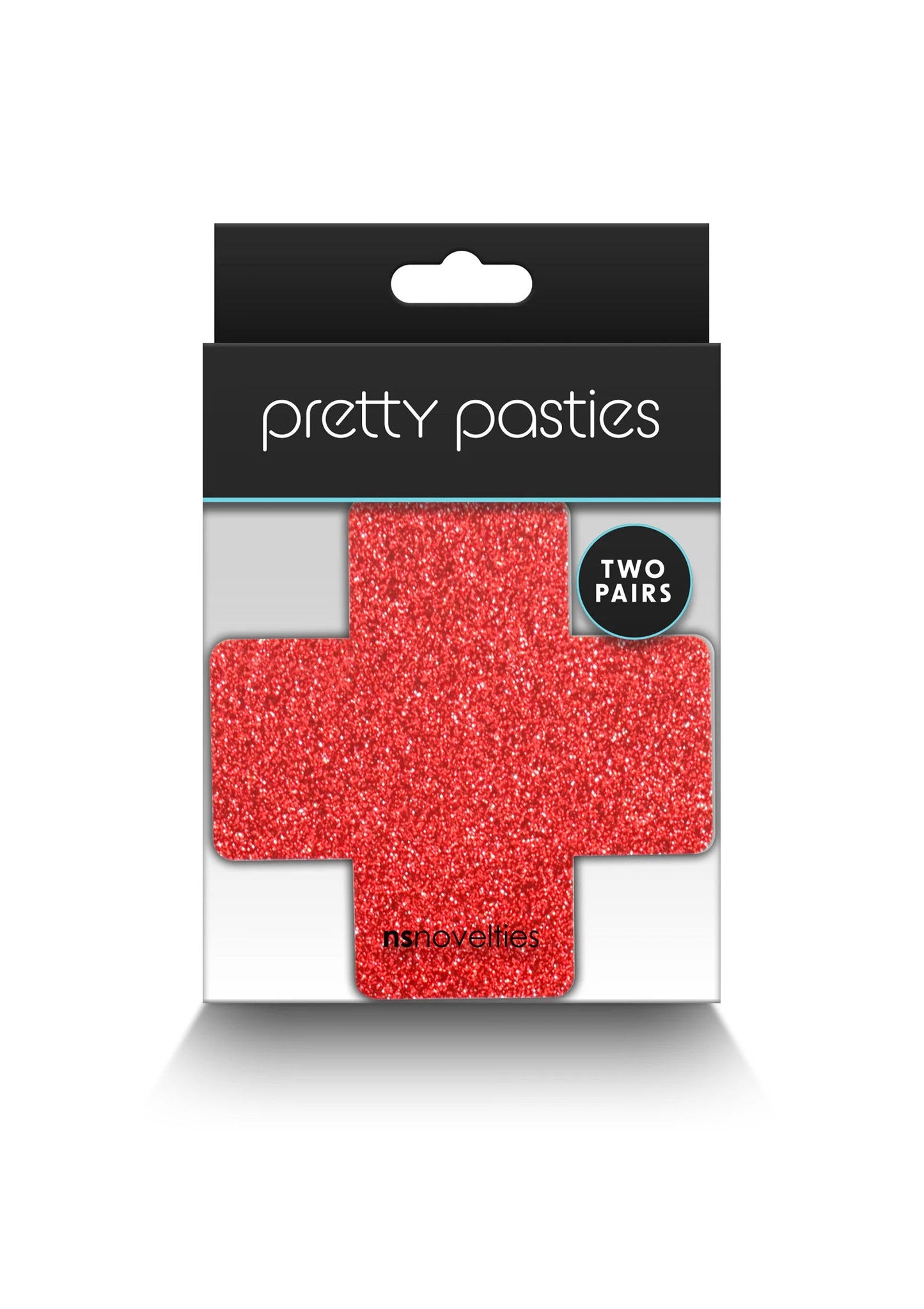 Glitterkruispasties in doos: rood glitterkruis, 2 paar
