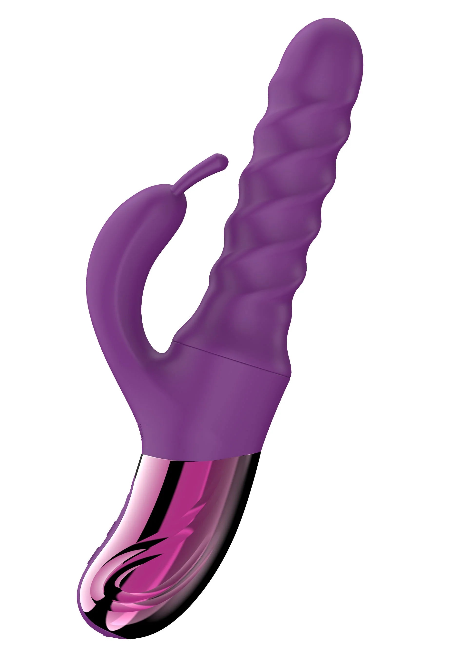 Swirl-konijnvibrator She.E.O., paars van voren schuin met roze/zwart onderkant