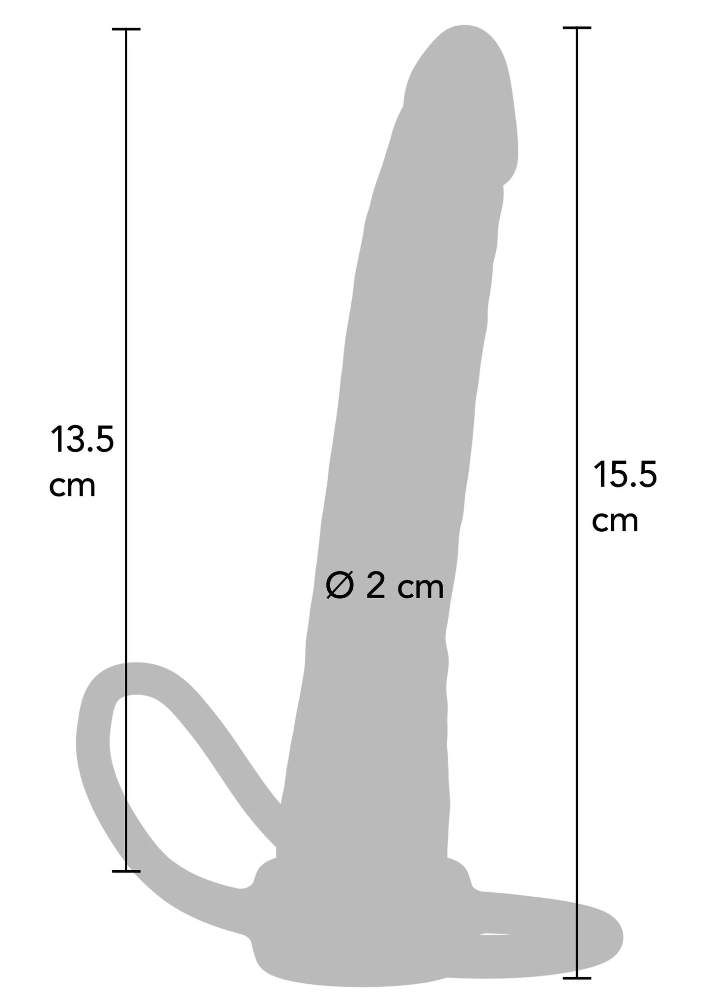 Anale penetrator van grijs siliconen met gebogen schacht en brede voet.