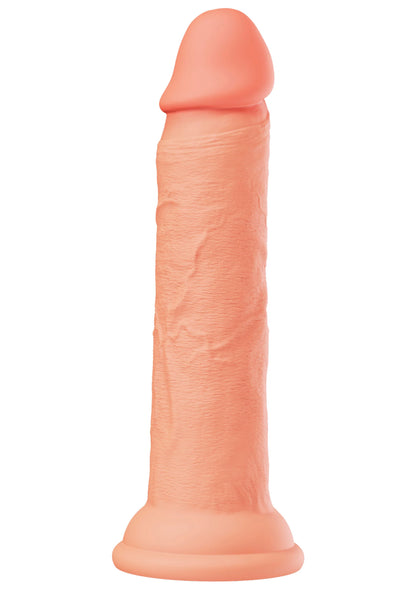 Roze vloeibare siliconen dildo met brede kop en zuignapvoet