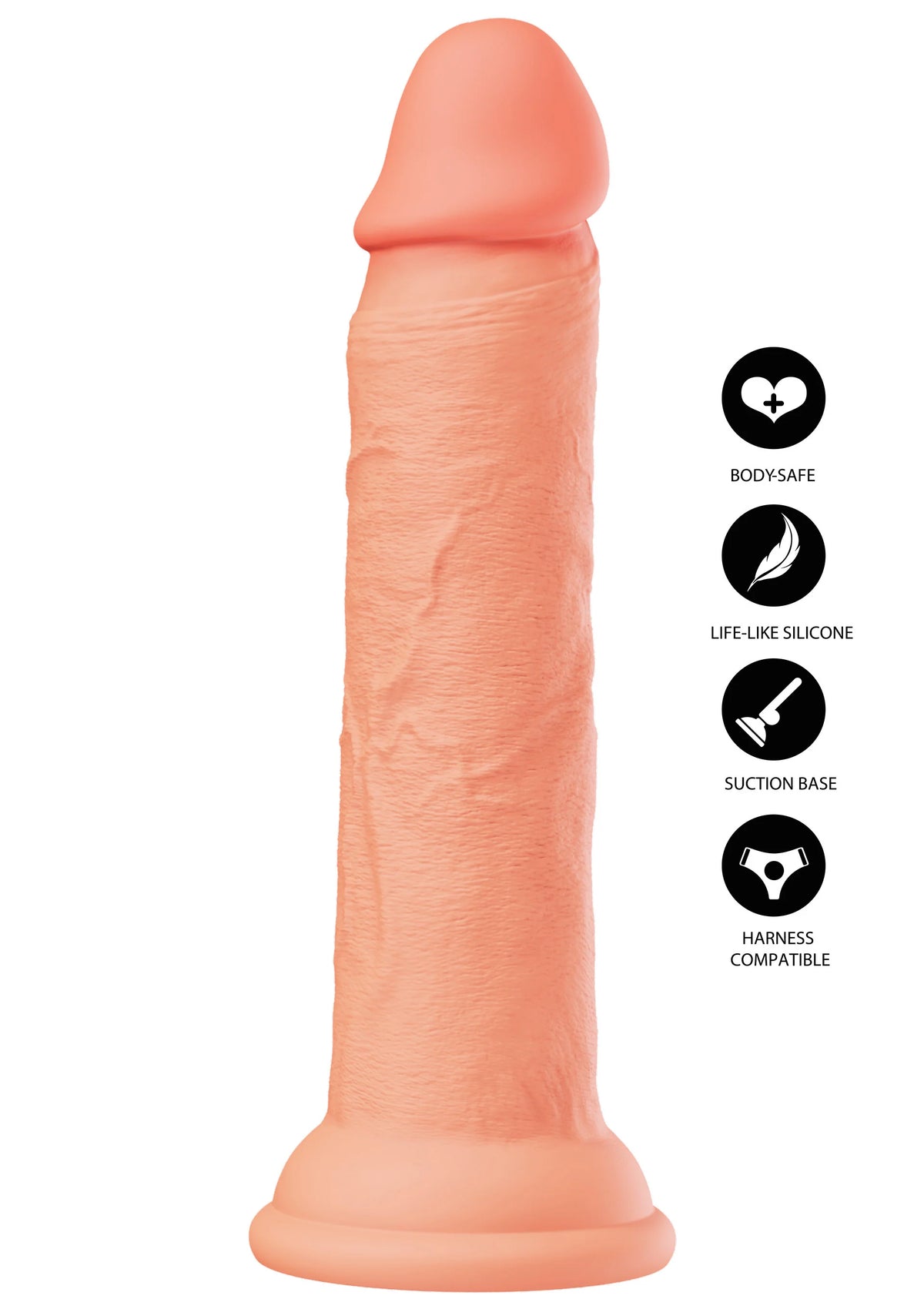 Roze vloeibare siliconen dildo met zuignapvoet en harness-compatibel