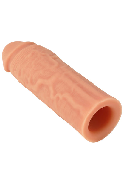 Penissleeve van vloeibare siliconen, 15 cm, open uiteinde in huidkleur